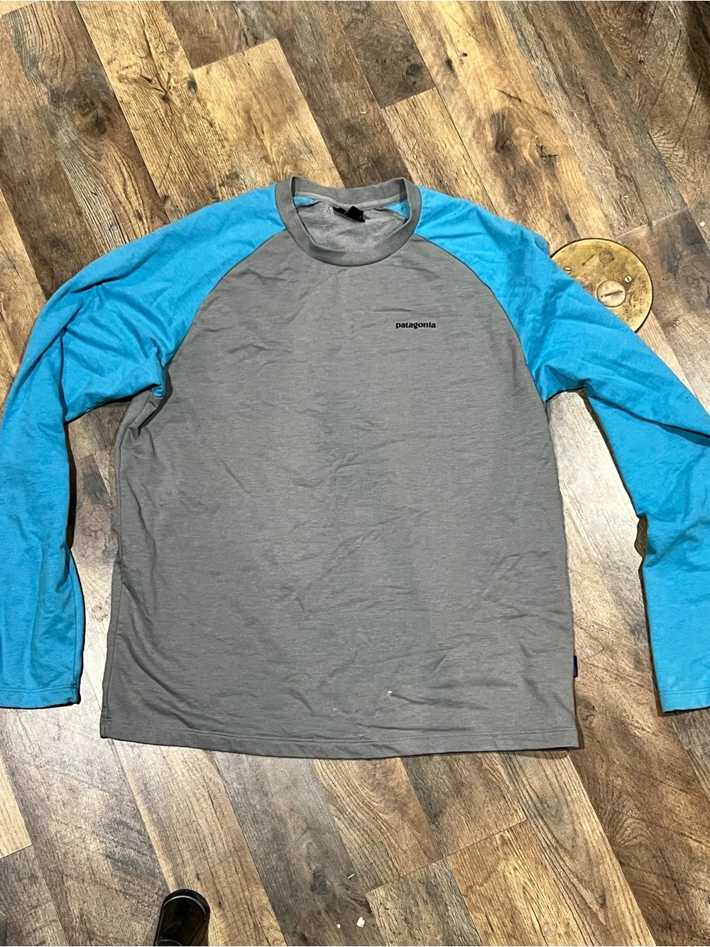 Patagonia Long Sleeve Raglan Shirt in Gray & Blue